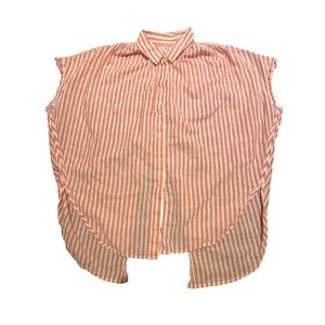 Madewell Striped Sleeveless Button Up Shirt Top Coral‎ White Women's Size M